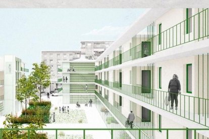 Imagen virtual de la propuesta de rehabilitación del Grup Mariola. - PAISAJE TRANSVERSAL