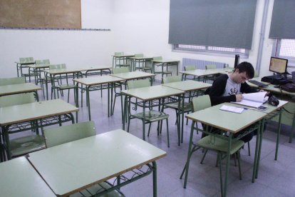 Un aula vacía durante la huelga del pasado 26 de octubre.