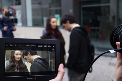 Un momento del rodaje del film leridano ‘Algo de Valentina’.