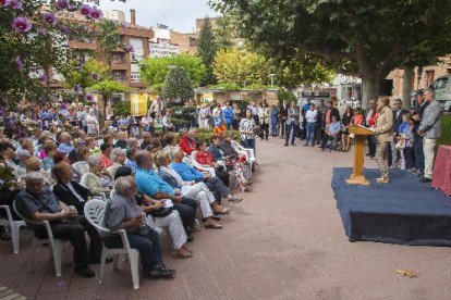 Carme Forcadell, a l’entrega del Premi Estel 2016, celebrada ahir a la plaça Ramon Folch de Bellpuig.