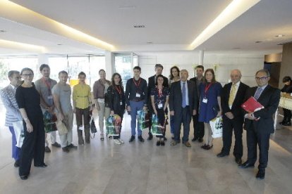 Els empresaris russos i els representants de la Cambra de Comerç, ahir.