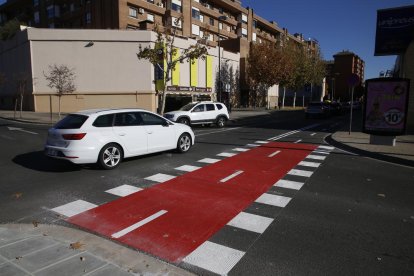 Carril bici ubicat a la rambla de la Mercè.