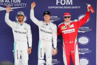 Nico Rosberg, Lewis Hamilton i Kimi Raikkonen van ser els tres primers ahir a la classificació.