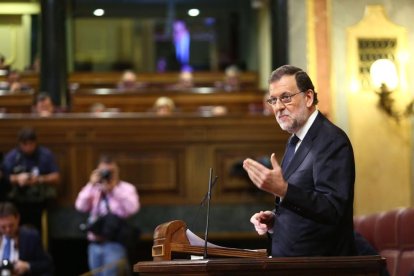 Mariano Rajoy en un moment de la seua intervenció