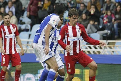 Griezmann, que regresaba al estadio del club donde triunfó al llegar a España, en una acción.