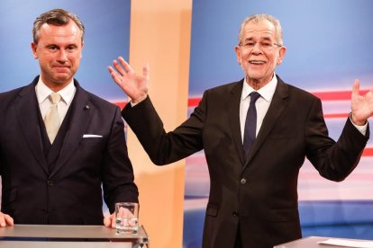 Norbert Hofer i Alexander van der Bellen, diumenge.