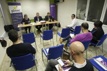 El president de Pimec Lleida, Jaume Saltó, presenta la jornada.