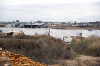 Vista del lugar donde se sitúa el asentamiento de inmigrantes en un solar de Torres de Segre. 