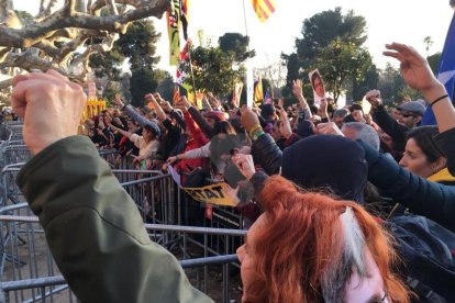 Manifestants han llegado hasta el perímetro de vallas que protege los accesos al edificio del Parlament