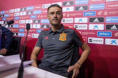 Luis Enrique ahir durant la roda de premsa en la qual va anunciar la primera convocatòria.