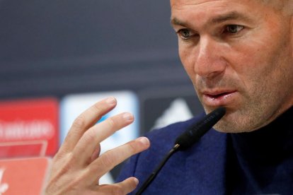 Zinedine Zidane, durant la roda de premsa d’ahir a la Ciutat Esportiva del Reial Madrid.