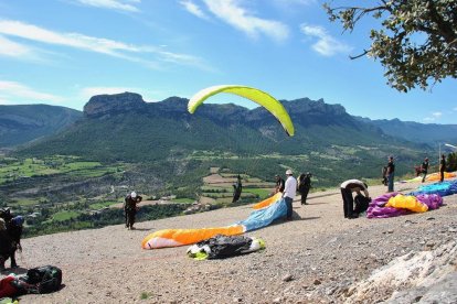 La zona dels Vinyets, on es reuneixen els aficionats al parapent a Organyà.