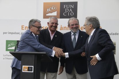 Àngel Ros, Andreu Pi, Joan Reñé y Antoni Siurana, ayer en la presentación de la Fundació ICG.