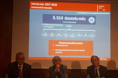 La roda de premsa a Barcelona de presentació del nou curs escolar.