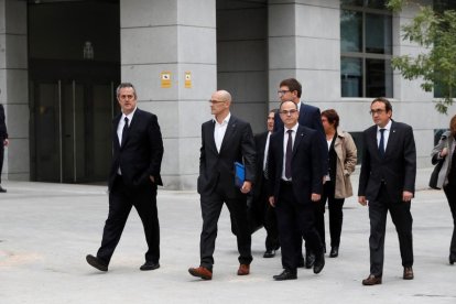 Membres del Govern arribant aquest matí a l'Audiència Nacional.