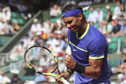 Rafael Nadal celebra la victòria sobre l’holandès Robin Haase.