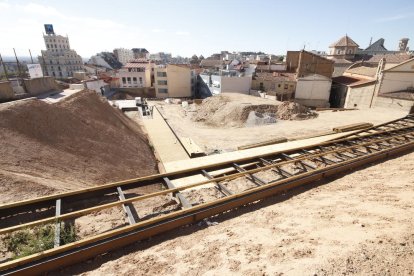 Así estaban las obras de restauración del barrio judío el pasado lunes. 