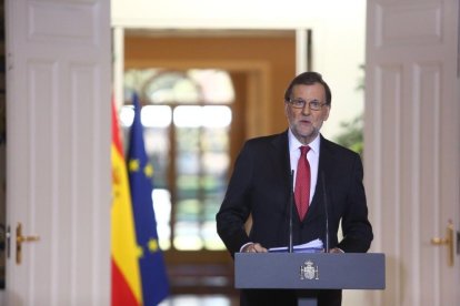 Mariano Rajoy en un moment de la seua compareixença després de l'últim Consell de Ministres de l'any.