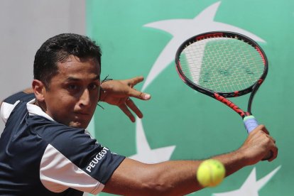 Nico Almagro, durante su partido de ayer ante Del Potro.