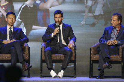 Leo Messi, durante la presentación del parque que llevará su nombre en China.