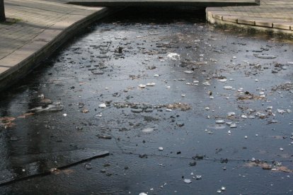 Aigua gelada aquest dijous als Camps Elisis de Lleida.