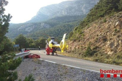 Imatge d'arxiu del rescat d'un motorista accidentat a Guixers.