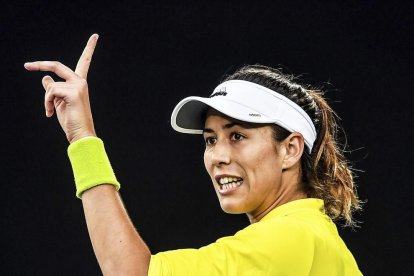 Garbiñe Muguruza, durant el seu partit d’ahir a Austràlia.