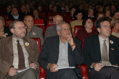 Narcís Balagué (a la izquierda), en un acto electoral en 1999 junto a Josep Borrell y Francés Boya.