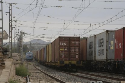 Imatge d’arxiu de trens de mercaderies a l’estació de les Borges Blanques.