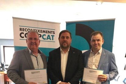 Junqueras, amb els presidents de Fruits de Ponent i ActelGrup.