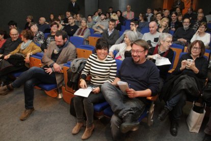 Xavier Domènech, en la sala Jaume Magre, que se llenó.