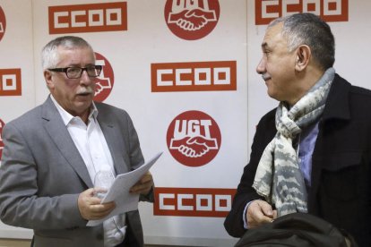 Els líders de CCOO i UGT van anunciar ahir les mobilitzacions.