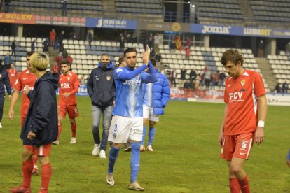 Protestes de jugadors i afició del Lleida Esportiu al Camp d'Esports