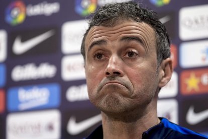 Luis Enrique ahir durant la roda de premsa.