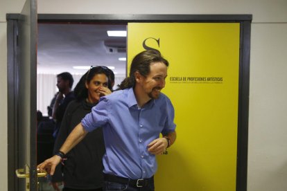 El líder de Podemos, Pablo Iglesias,en un receso de la primera reunión del Consejo Ciudadano Estatal.