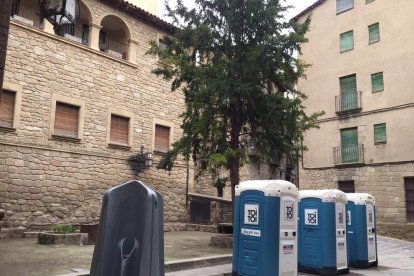 Els urinaris públics instal·lats a la plaça de Ribera.