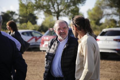 Imatge del president de la Diputació, Joan Reñé, ahir a Maials.