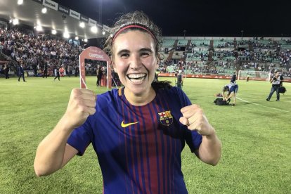 Mariona Caldentey, eufòrica després de guanyar la Copa de la Reina amb el seu gol en l’últim minut.