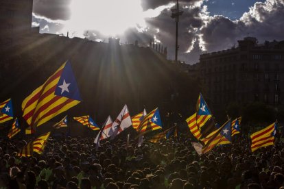 La plaça Catalunya de Barcelona durant la passada Diada.