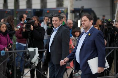 Imagen de Junqueras llegando a declarar a la Audiencia Nacional el 2 de noviembre. 