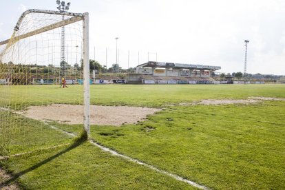 Estat actual de la gespa del camp de futbol.