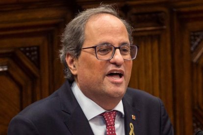 El president de la Generalitat, Quim Torra, ayer, en el Parlament.