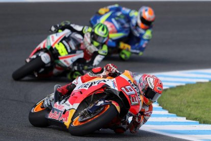 Marc Màrquez este viernes durante la sesión de entrenamientos en el circuito de Jerez Ángel Nieto.