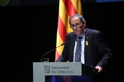 Un momento de la conferencia de Quim Torra.