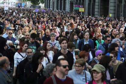 Manifestants protesten als carrers de Madrid per la sentència de La Manada.