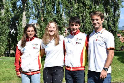 Maialen Chourraut, Núria Vilarrubla, Miquel Travé y Guillermo Díez-Canedo ayer en el Parc del Segre.