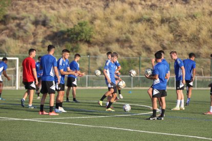 Primer entrenament del Lleida Esportiu, a Rosselló