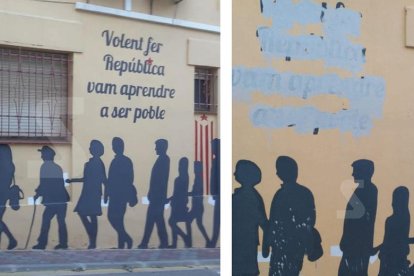 Borran en Alguaire un mural de tributo al referéndum del 1-O