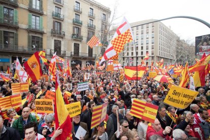 Imagen de un momento de la manifestación en apoyo a “Tabarnia”.