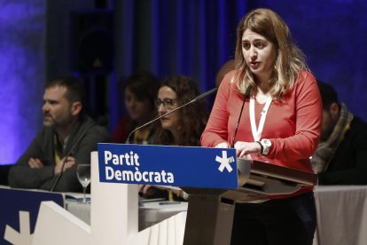 La coordinadora general del PDeCAT, Marta Pascal, en su intervención ayer en la reunión del Consell Nacional del partido.